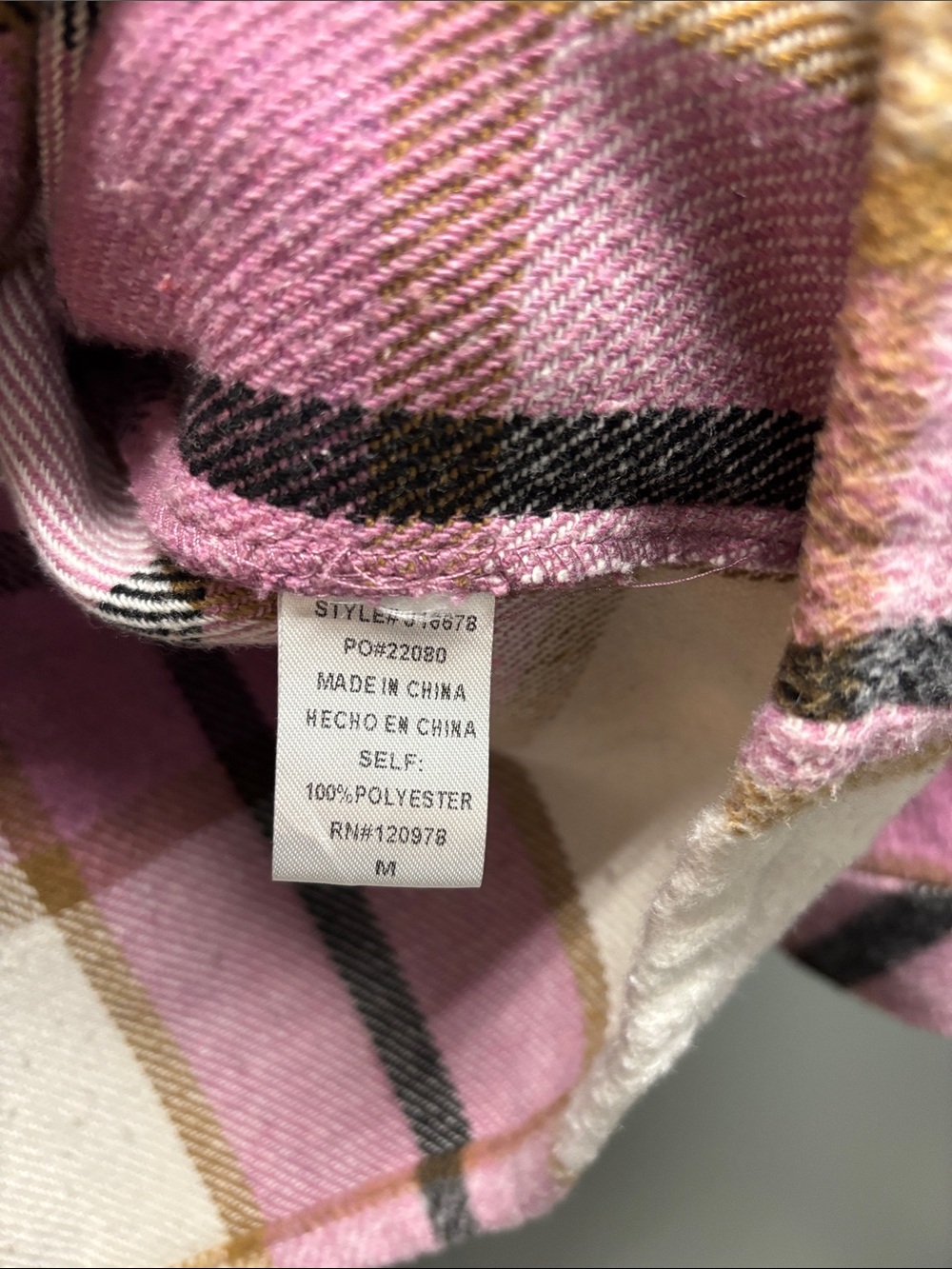 entro Pink and Cream Plaid Utility Jacket - Picture 3 of 4